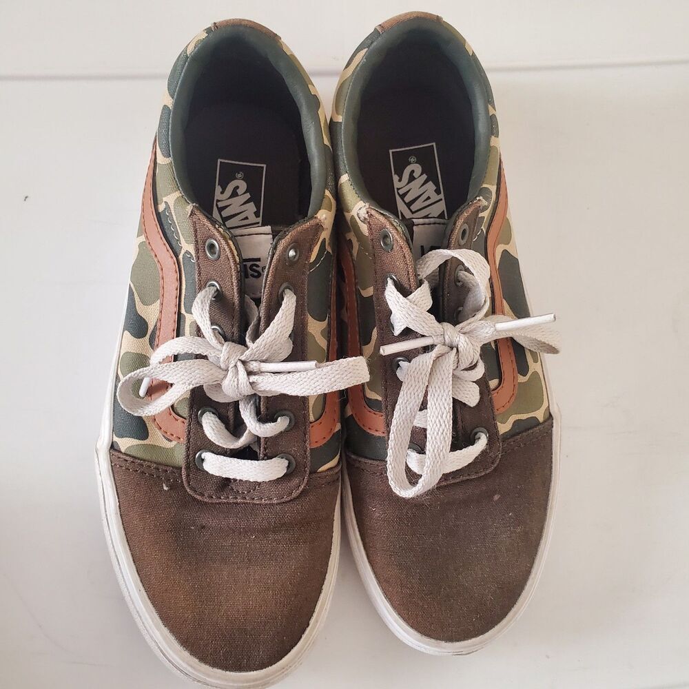 Vans Ward Low Camo Brown Canvas Suede Casual Skate Shoes Men's US 4 Youth 4